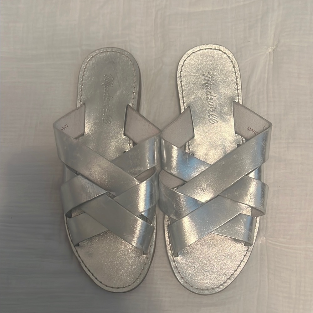 Madewell Boardwalk Woven Slide Sandal -Silver